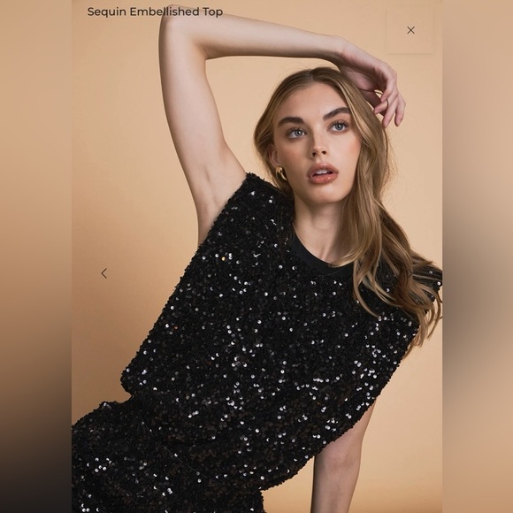 Endless Rose Tops - Endless Rose Sequin Embellished Tank Top | Black | Size Small | NWT